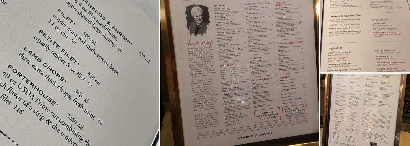 Ruth's Chris Steak House Menu