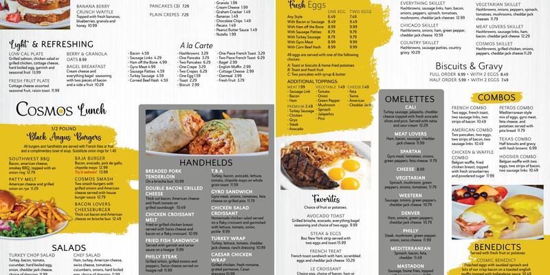 Cosmos Restaurant Menu