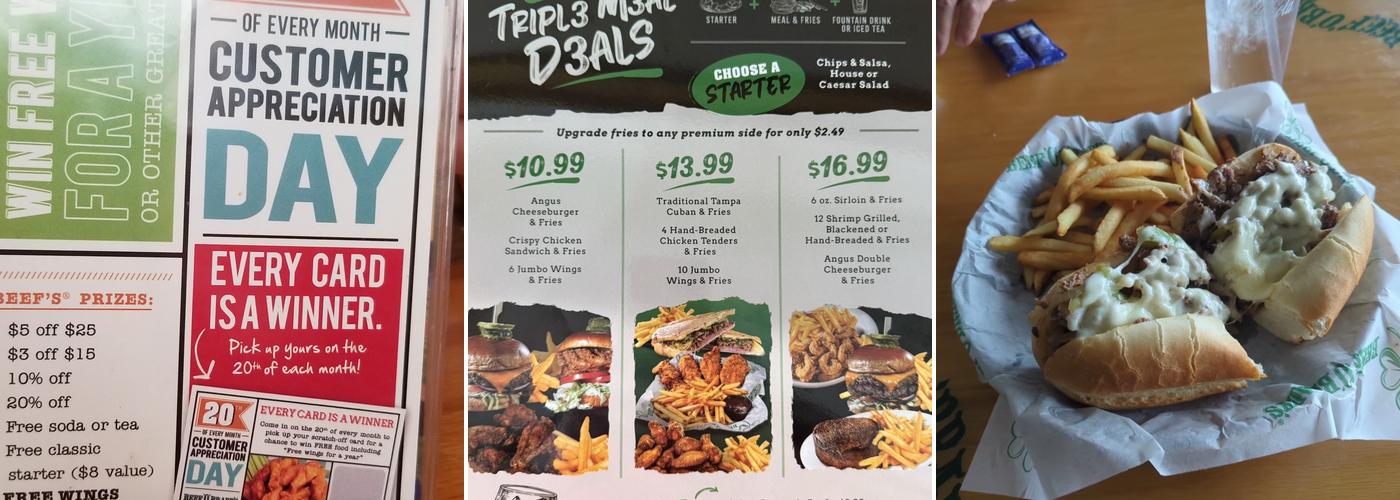 Beef 'O' Brady's Menu
