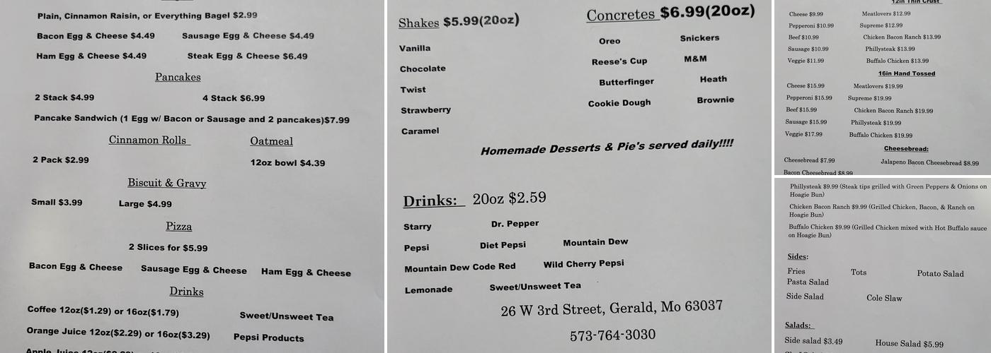 3rd & Pine cafe Menu