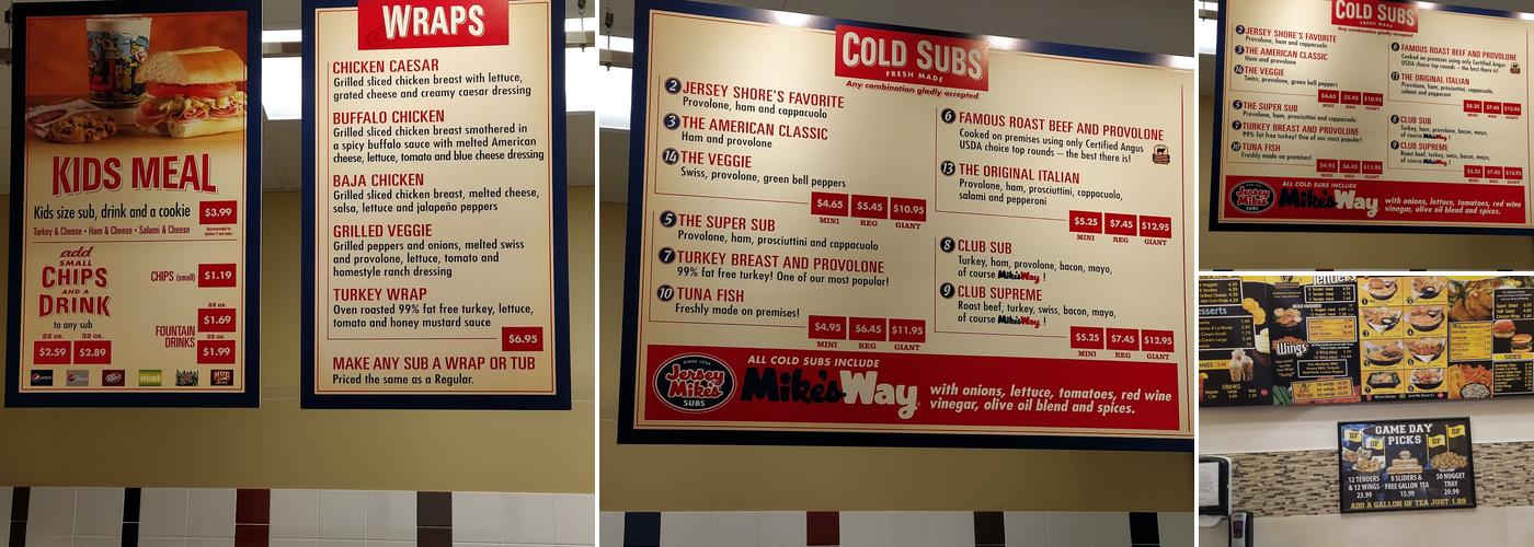 Jersey Mike's Subs Menu