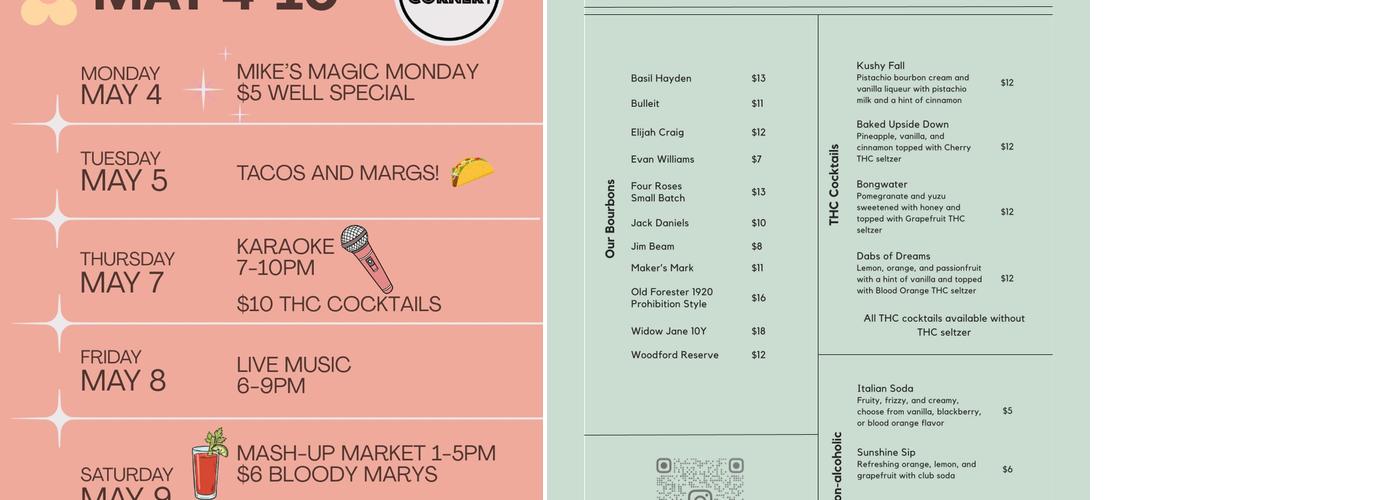 The Back Corner Menu