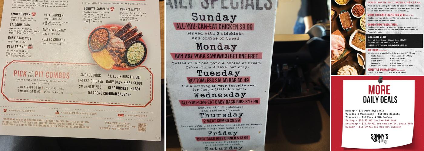 Sonny's BBQ Menu