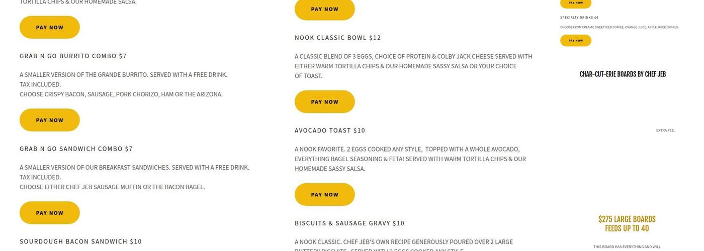 The Brunch Nook Menu
