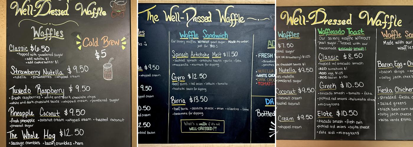 The Well Dressed Waffle Menu