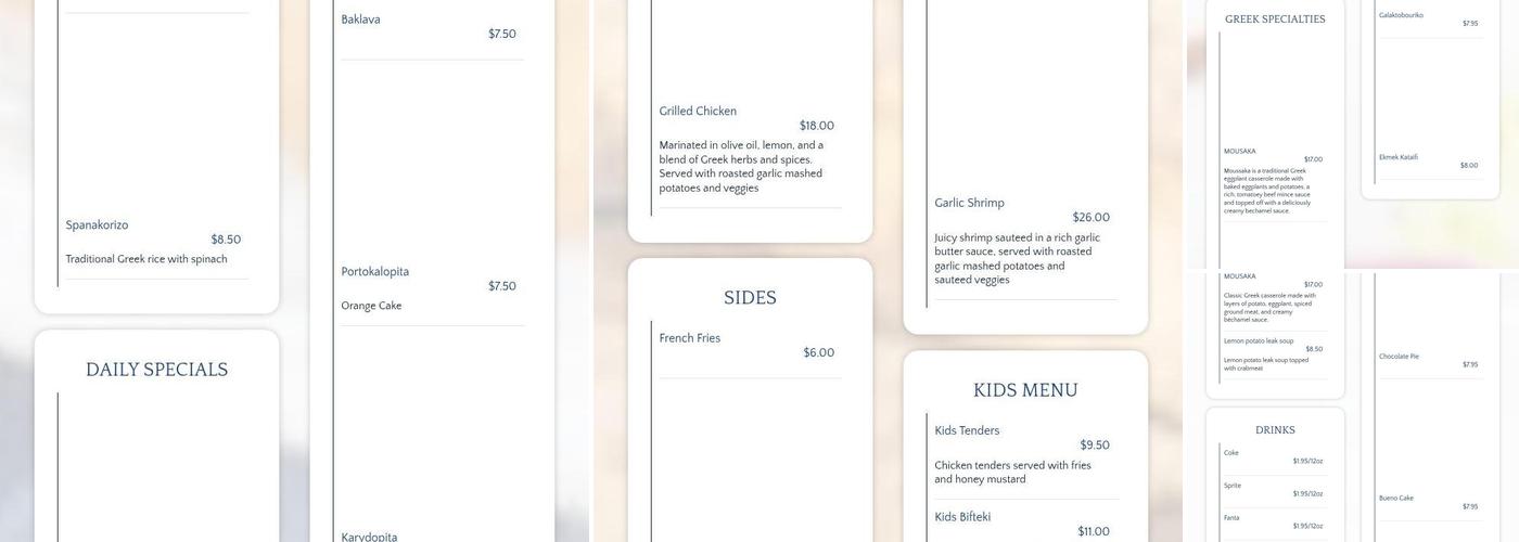 Agapi Menu