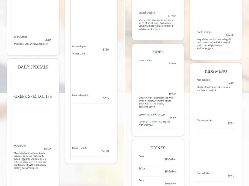Agapi Menu