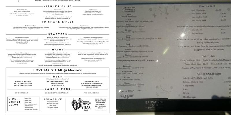 Maxine's Restaurant Menu