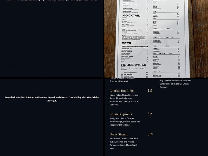 Fire&Oak Culinary Tavern Menu