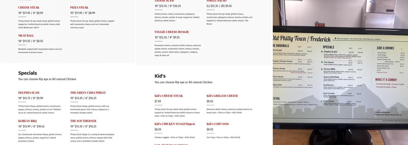 Old philly town / Frederick Menu