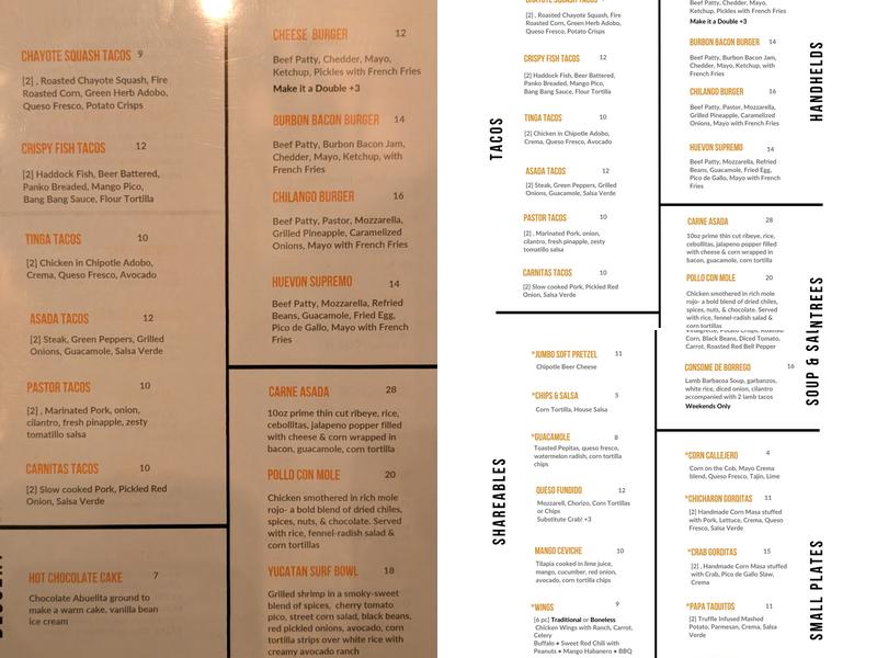 Mayan Monkey Brewing Co. Menu