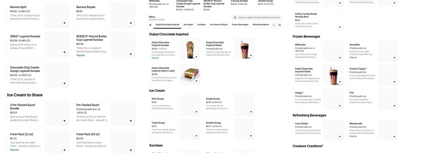 Baskin Robbins Menu