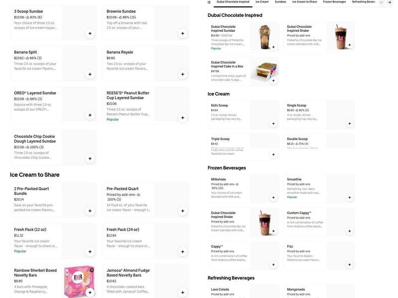 Baskin Robbins Menu