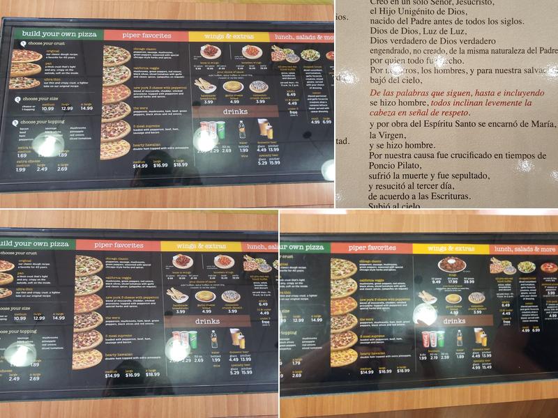 Peter Piper Pizza Menu
