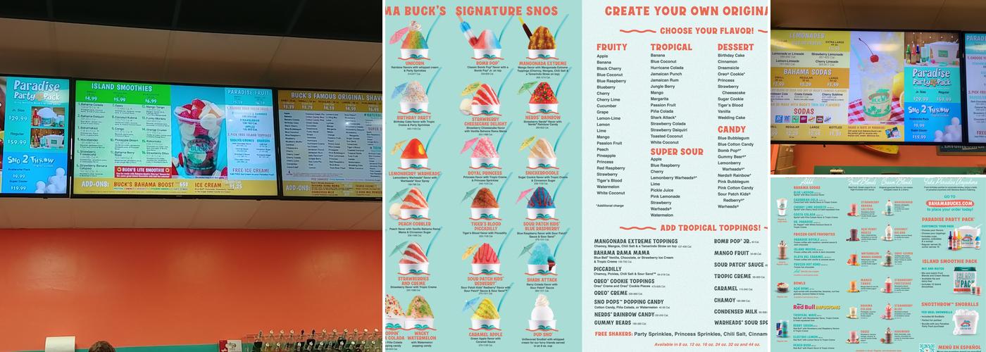 Bahama Buck's - Tempe Menu