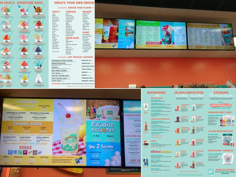 Bahama Buck's - Tempe Menu