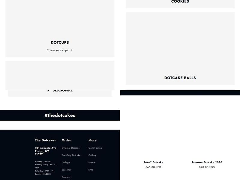 The Dotcakes Menu