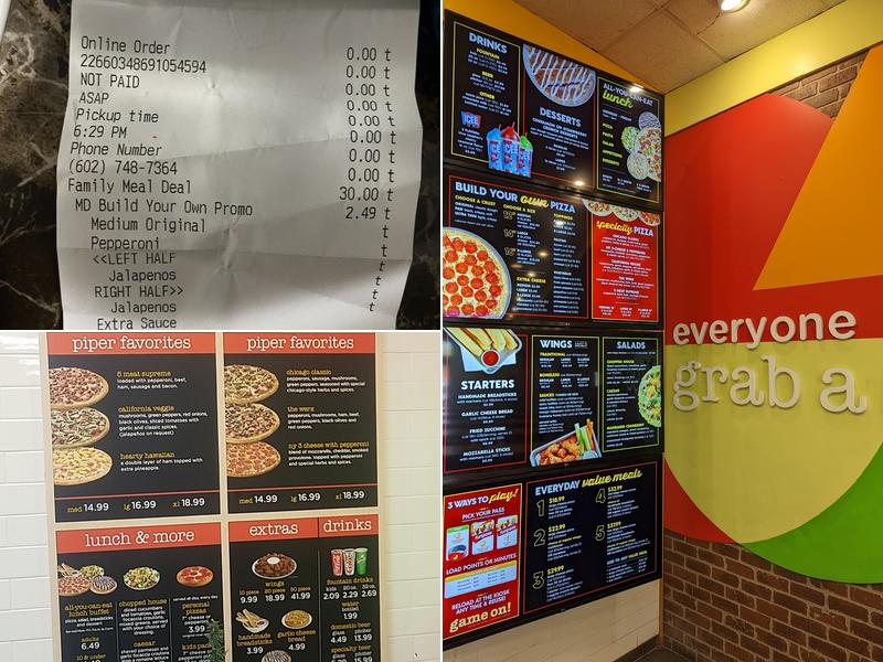 Peter Piper Pizza Menu