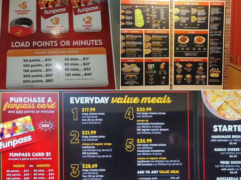 Peter Piper Pizza Menu