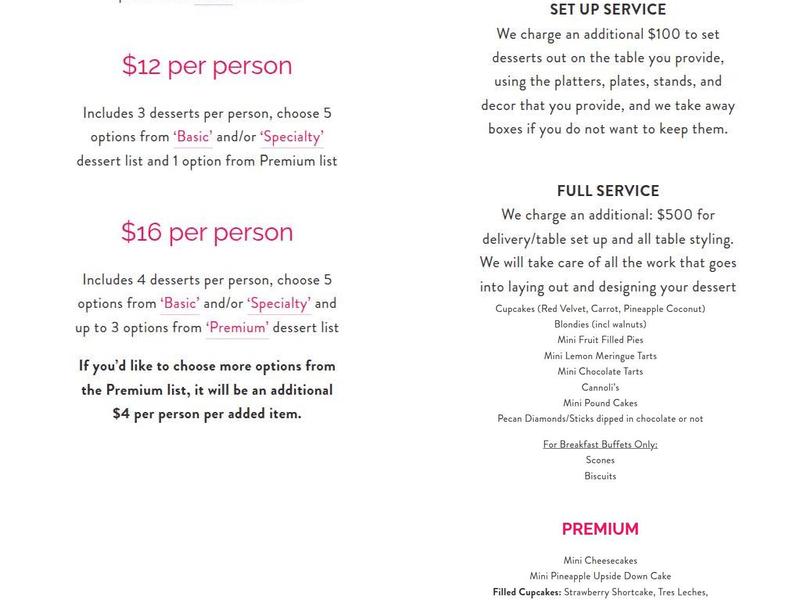Perfect Sweets Menu