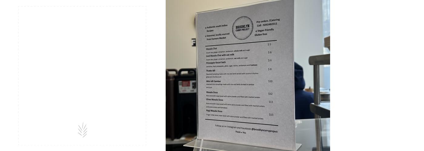 Brooklyn Curry Project Menu