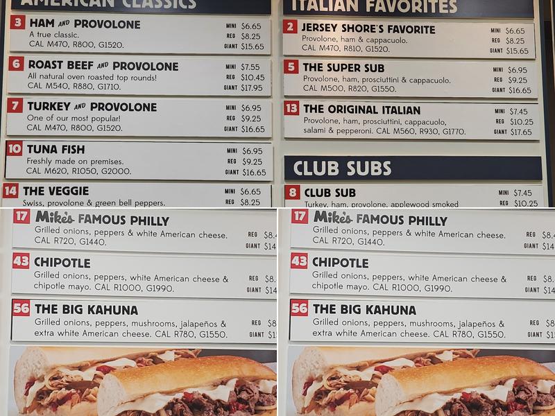 Jersey Mike's Subs Menu