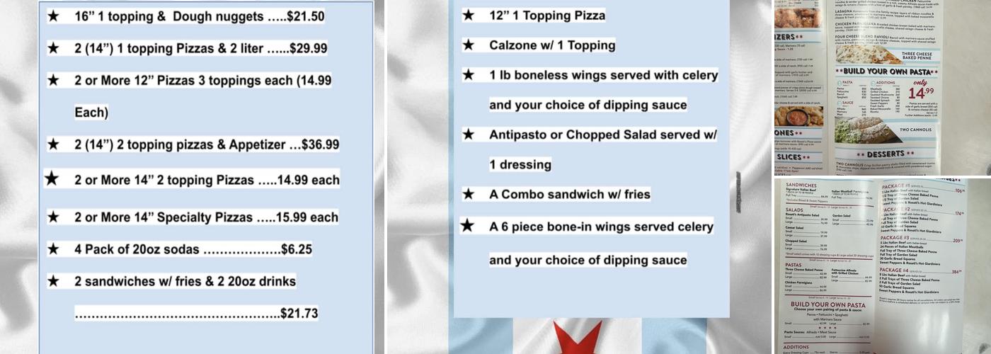 Rosati's Pizza Menu