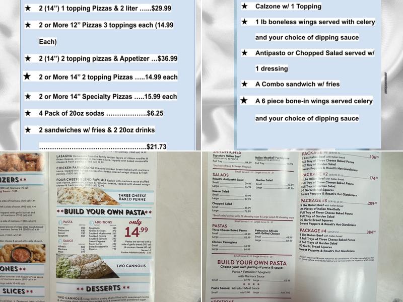 Rosati's Pizza Menu