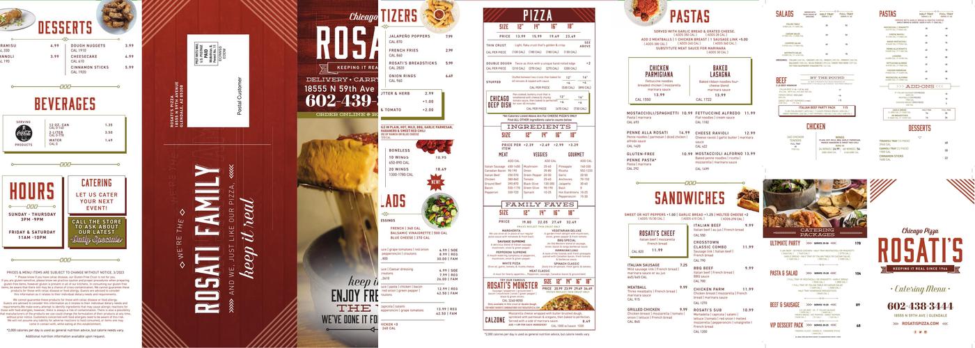 Rosati's Pizza Menu