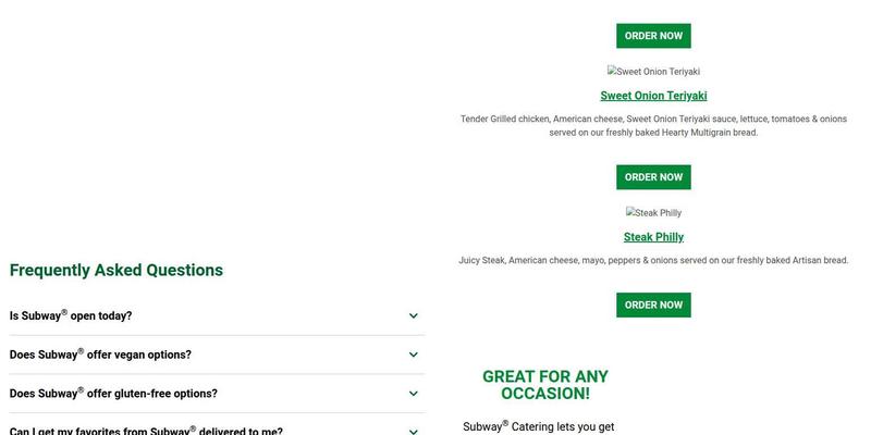 Subway Menu