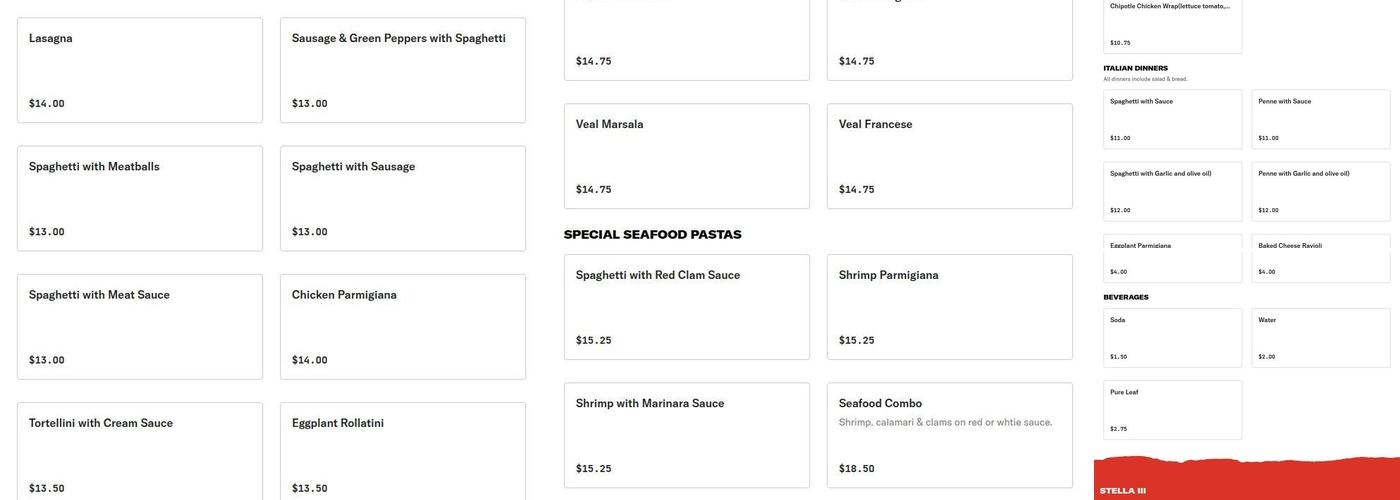 Stella III Menu