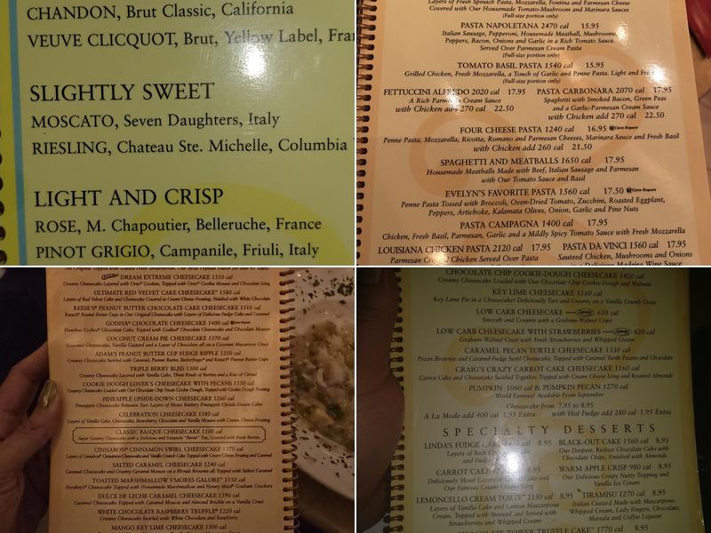 The Cheesecake Factory Menu