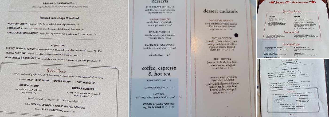 Ruth's Chris Steak House Menu