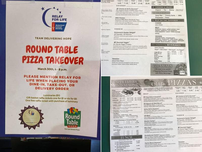 Round Table Pizza Menu