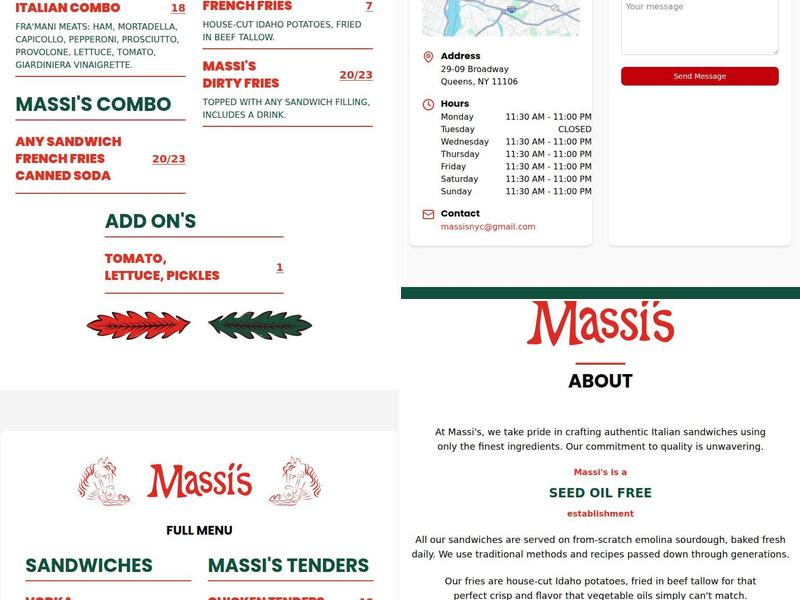 Massi’s Menu