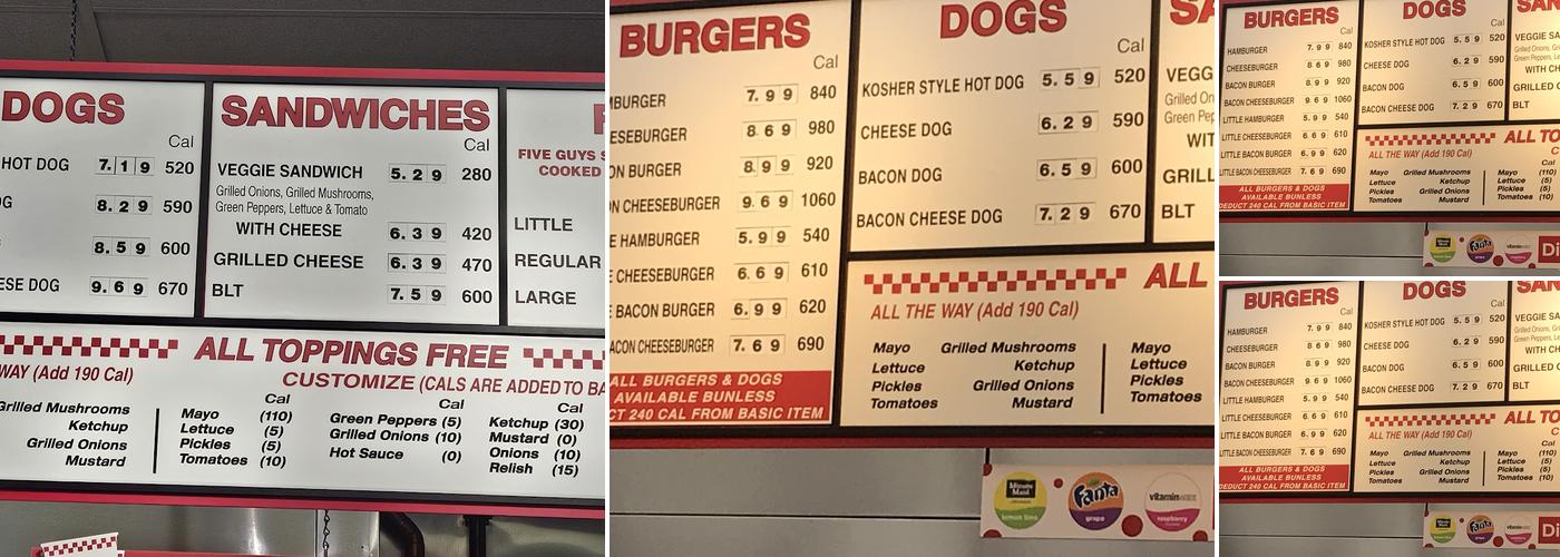 Five Guys Menu