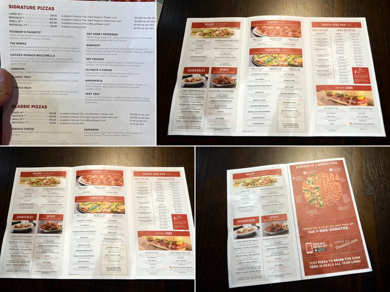 Donatos Pizza Menu