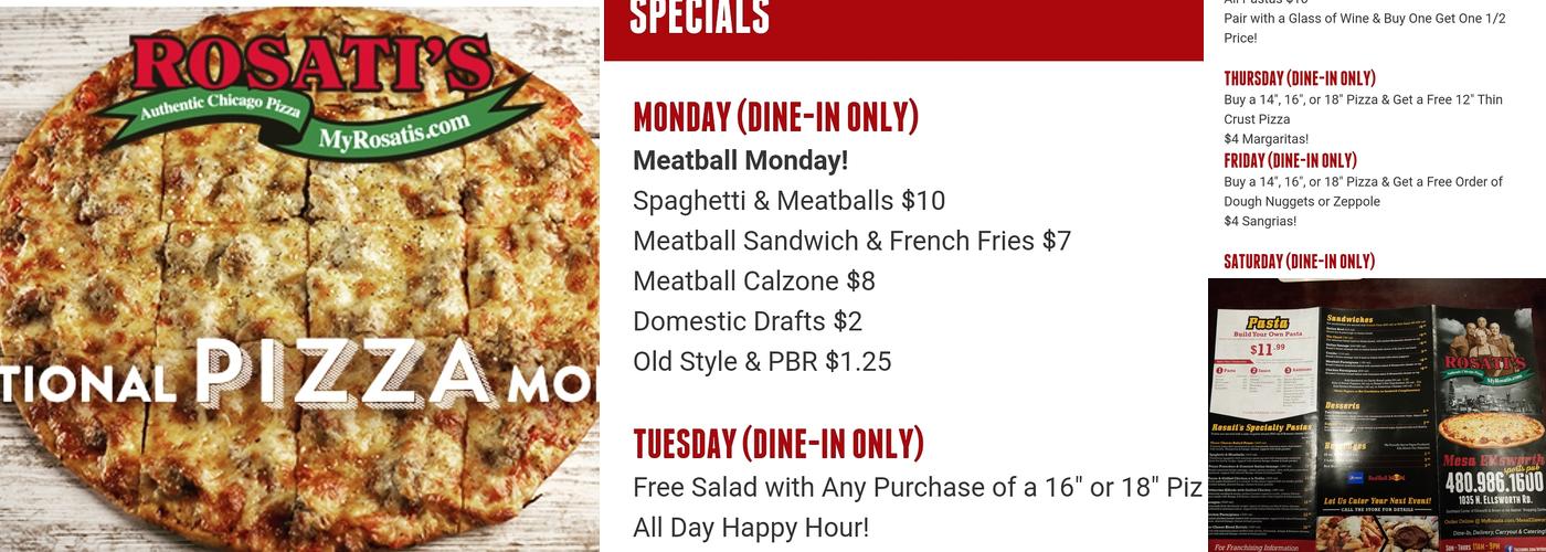 Rosati's Pizza Menu