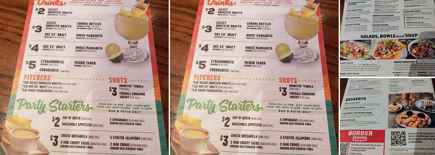 On The Border Mexican Grill & Cantina Menu