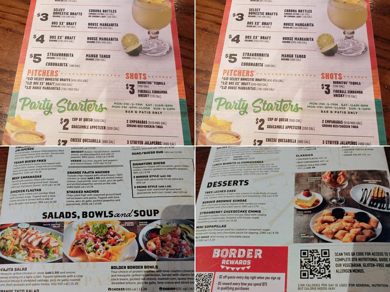 On The Border Mexican Grill & Cantina Menu