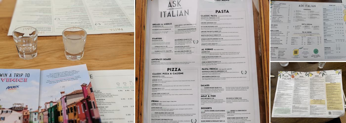 ASK Italian Menu