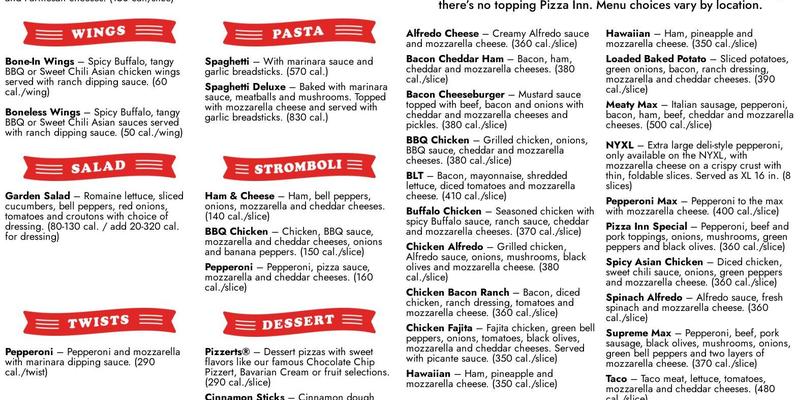 Pizza Inn Menu