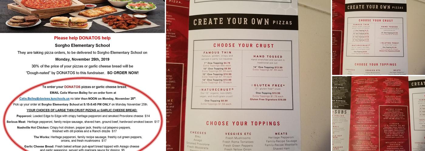 Donatos Pizza Menu