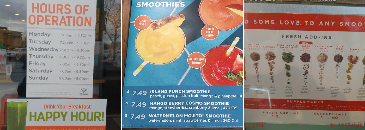 Tropical Smoothie Cafe Menu