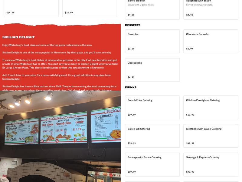 Sicilian Delight Menu