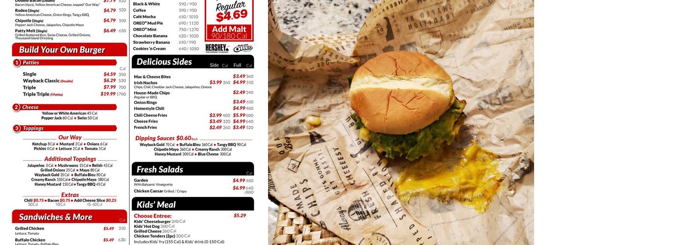 Wayback Burgers Menu