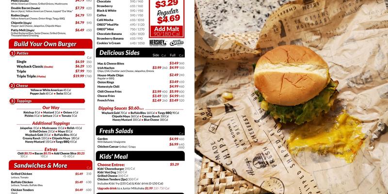 Wayback Burgers Menu