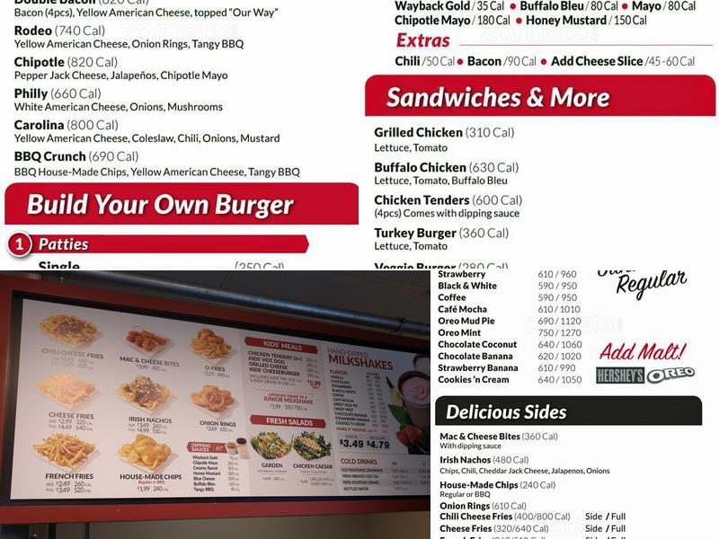 Wayback Burgers Menu