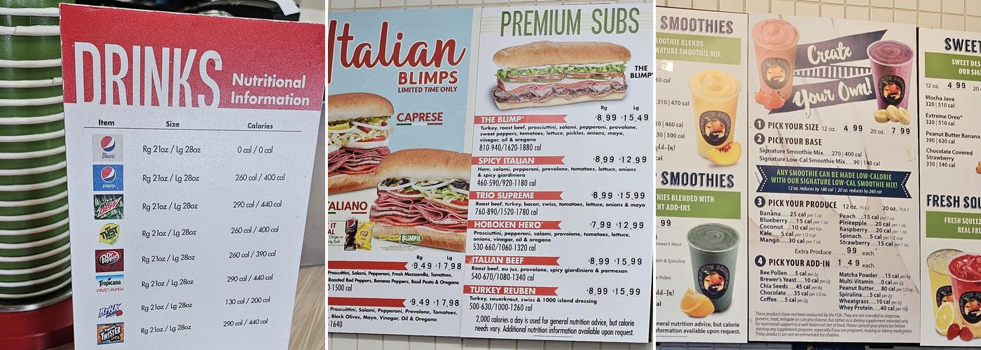 Blimpie Menu