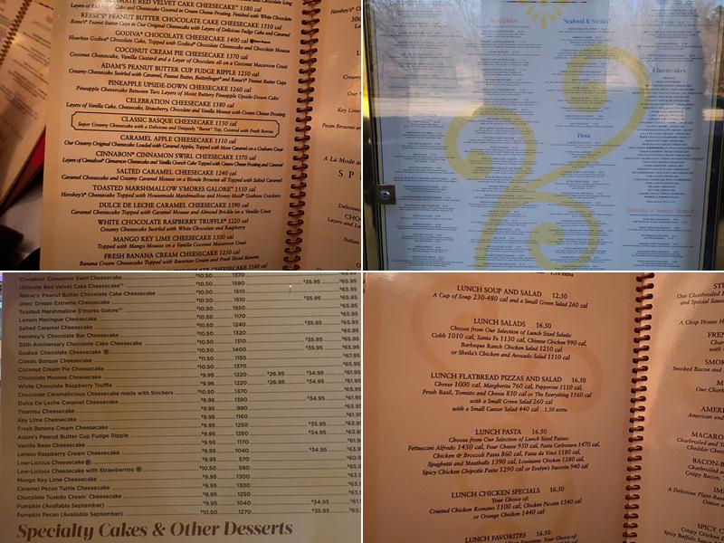 The Cheesecake Factory Menu